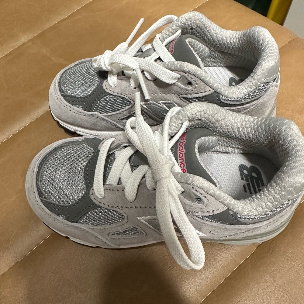 New Balance Kids' White and Gray Sneakers